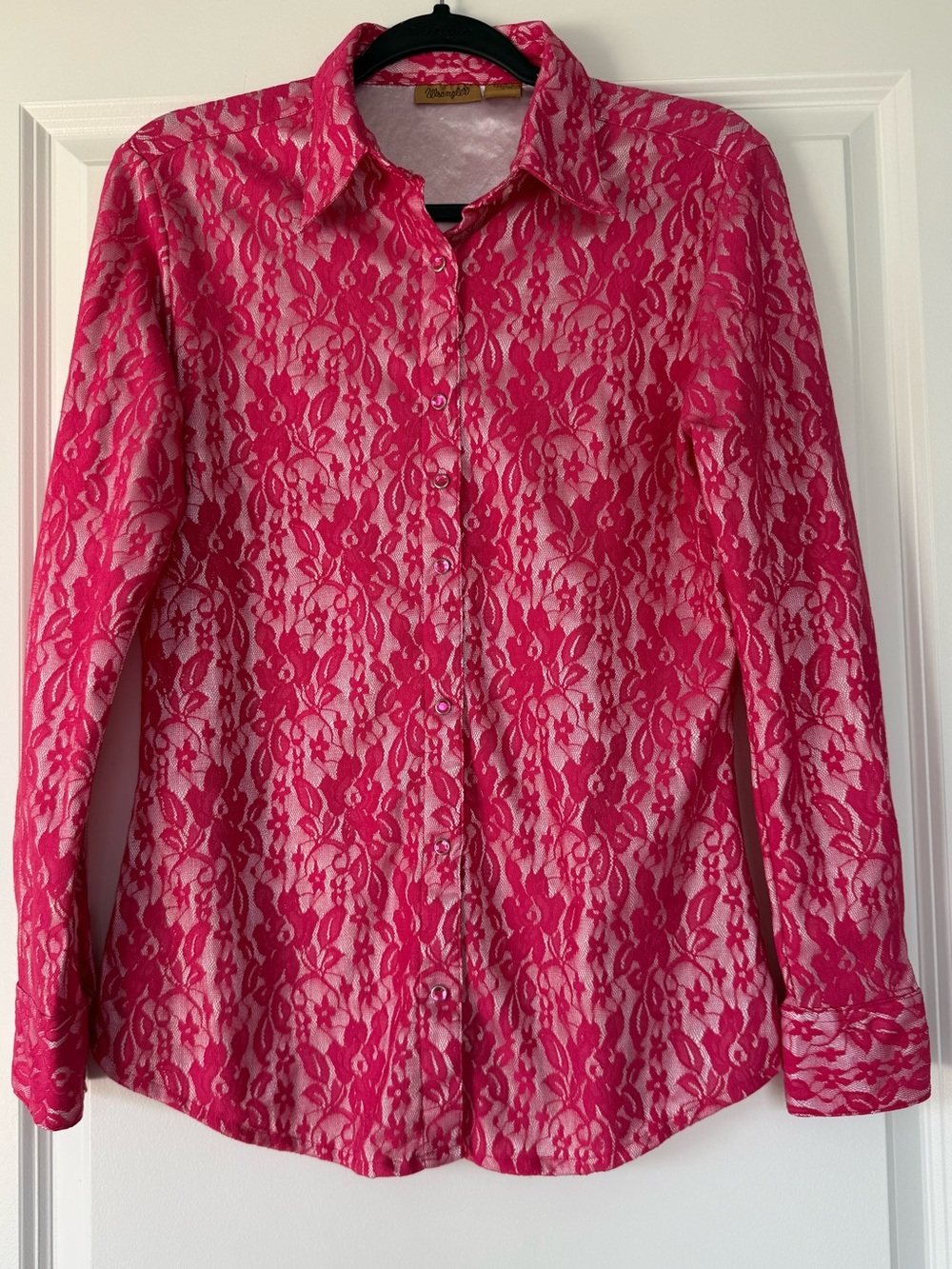 Wrangler Hot Pink Lace Button-Up Top